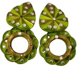 Vintage Jeff Lieb, lime green, clip on earrings. Make offer